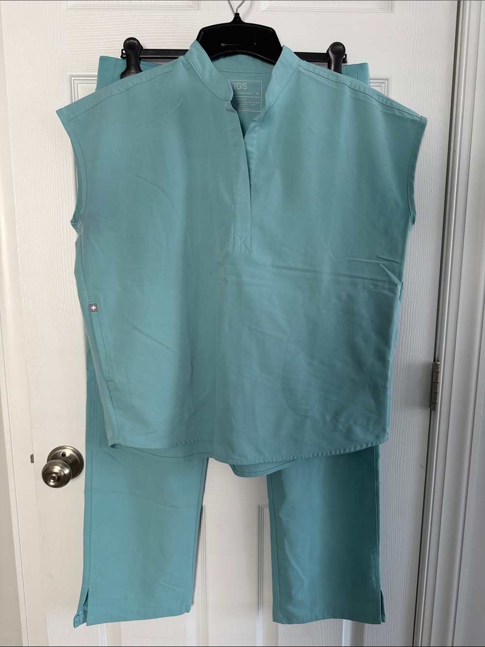 Figs Women's Rafaela Top & Kade Cargo Scrubs Set in Seaglass